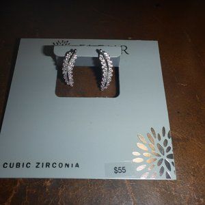 Woman's Silver Plated Brass Rhodium Lear Crawler Earings